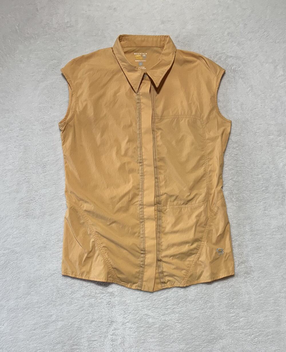 Mountain Hardwear Shirt Womens 10 Yellow Sleeveless Hiking Nylon Outdoors